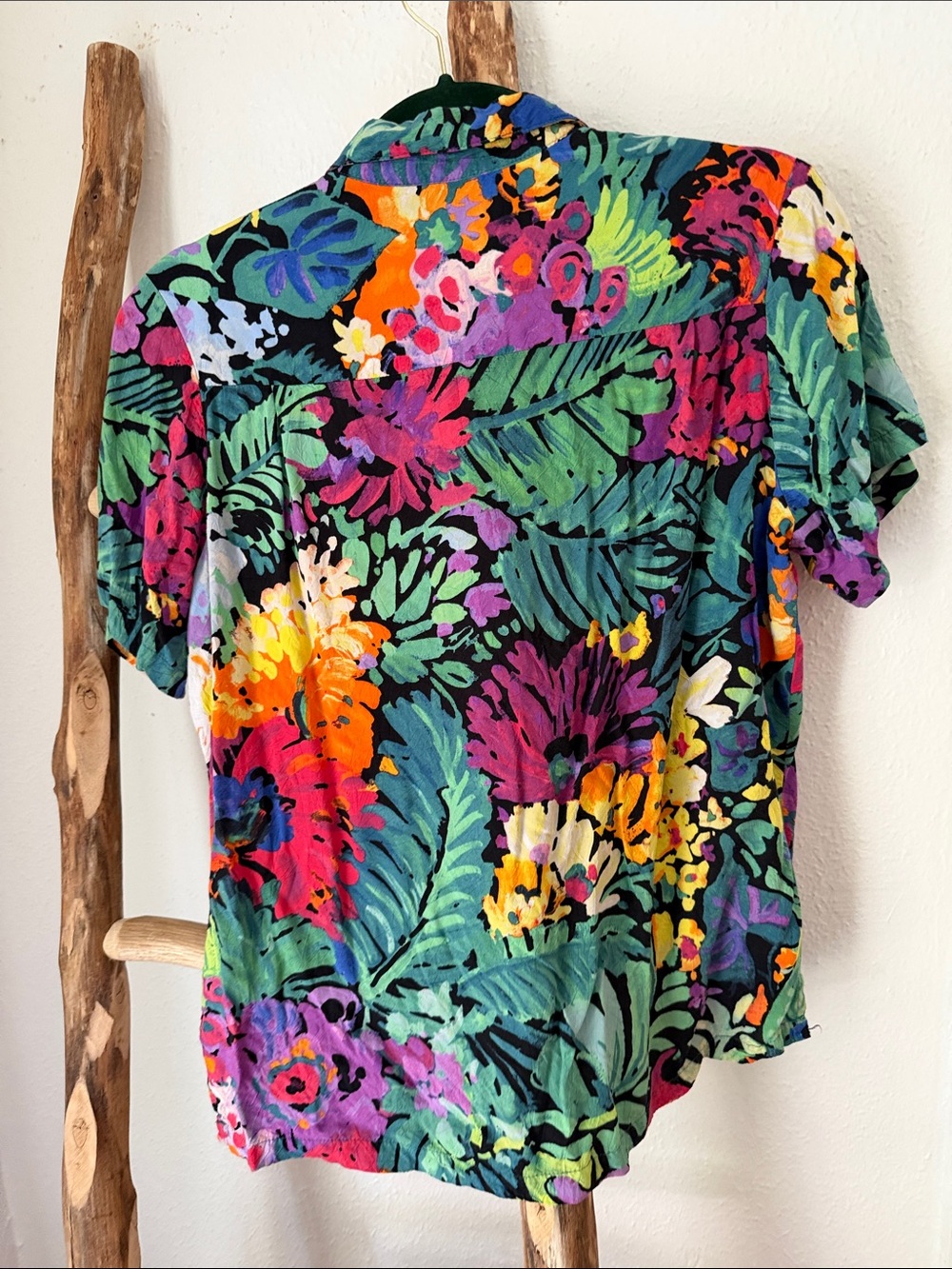 Jams World Tropical Hawaiian Floral Short Sleeve Colorful Button-Up Shirt Small - Picture 5 of 8